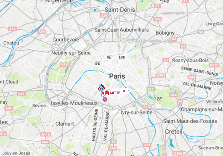 plan itinéraire ratp de Alésia à Gaité