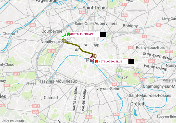 plan itinéraire ratp de Anatole-France à Hôtel de Ville