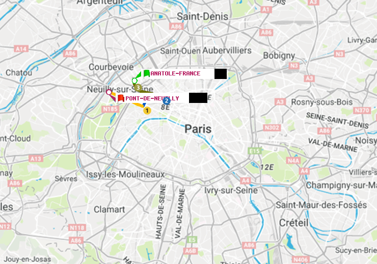 plan itinéraire ratp de Anatole-France à Pont de Neuilly
