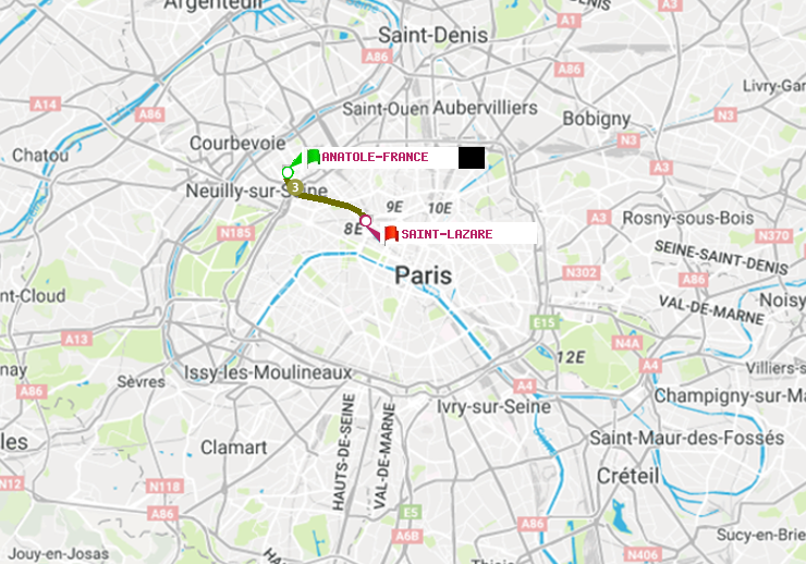 plan itinéraire ratp de Anatole-France à Saint-Lazare
