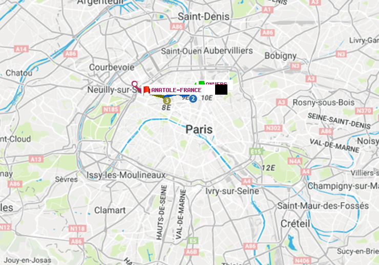 plan itinéraire ratp de Anvers à Anatole-France