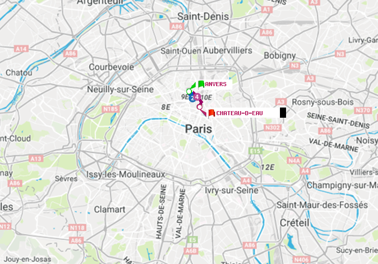 plan itinéraire ratp de Anvers à Château d