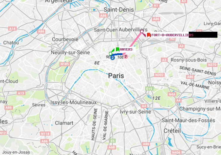 plan itinéraire ratp de Anvers à Fort d