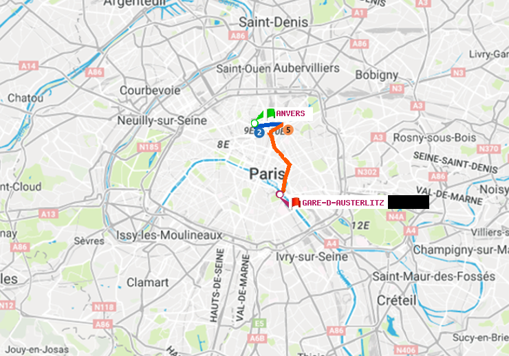 plan itinéraire ratp de Anvers à Gare d