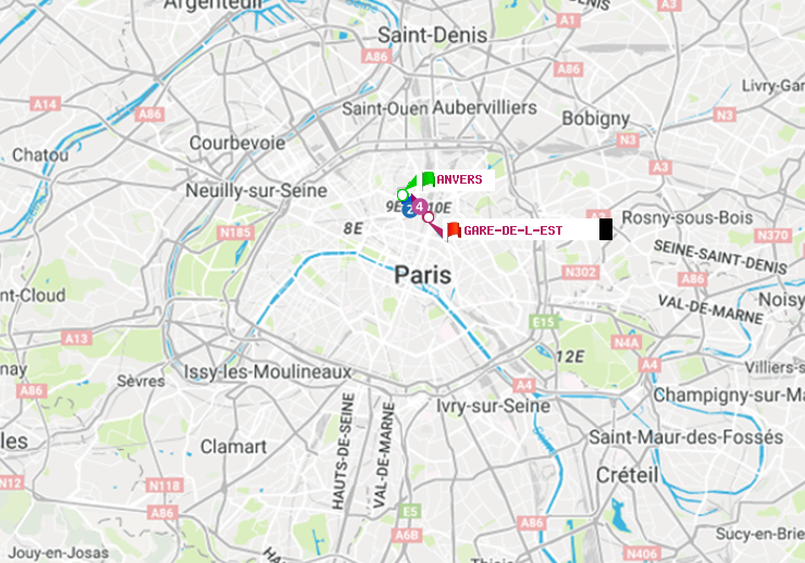 plan itinéraire ratp de Anvers à Gare de l