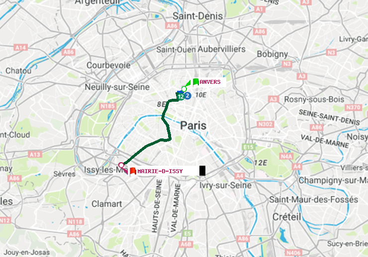 plan itinéraire ratp de Anvers à Mairie d
