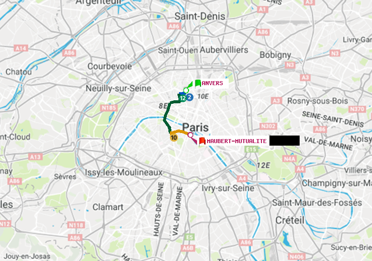 plan itinéraire ratp de Anvers à Maubert-Mutualité
