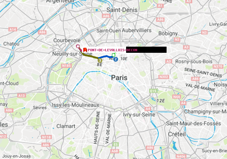 plan itinéraire ratp de Anvers à Pont de Levallois-Bécon