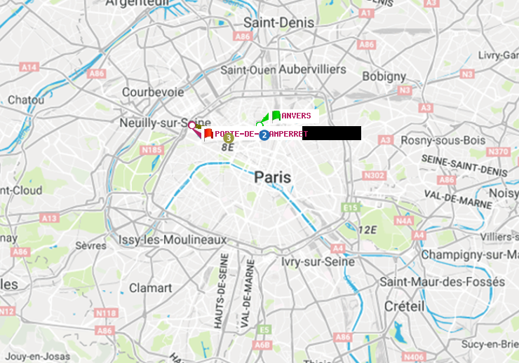 plan itinéraire ratp de Anvers à Porte de Champerret