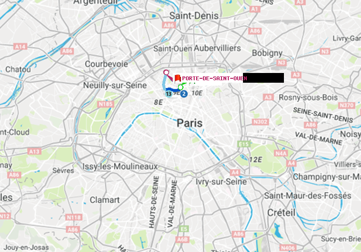 plan itinéraire ratp de Anvers à Porte de Saint-Ouen