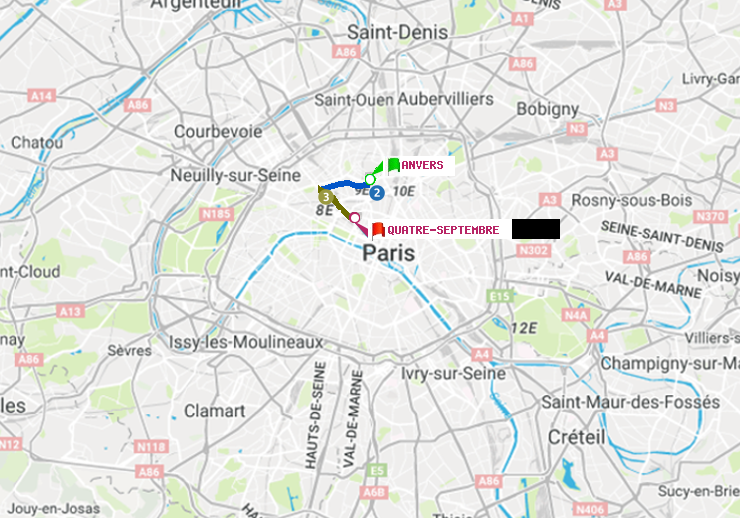 plan itinéraire ratp de Anvers à Quatre Septembre