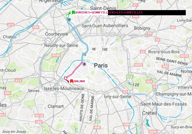plan itinéraire ratp de Asnieres-Gennevilliers Les Courtilles à Balard