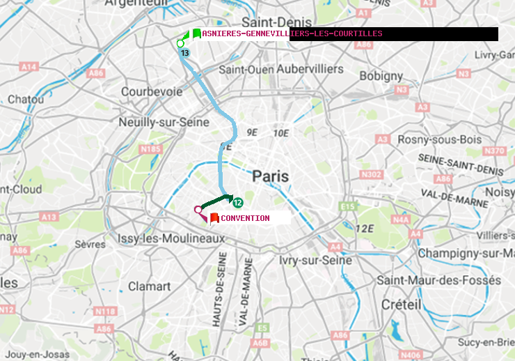 plan itinéraire ratp de Asnieres-Gennevilliers Les Courtilles à Convention