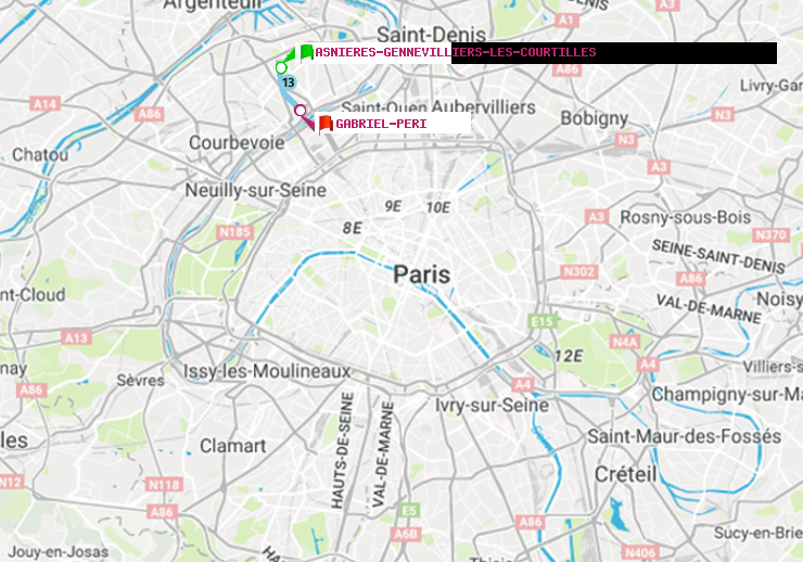 plan itinéraire ratp de Asnieres-Gennevilliers Les Courtilles à Gabriel-Péri