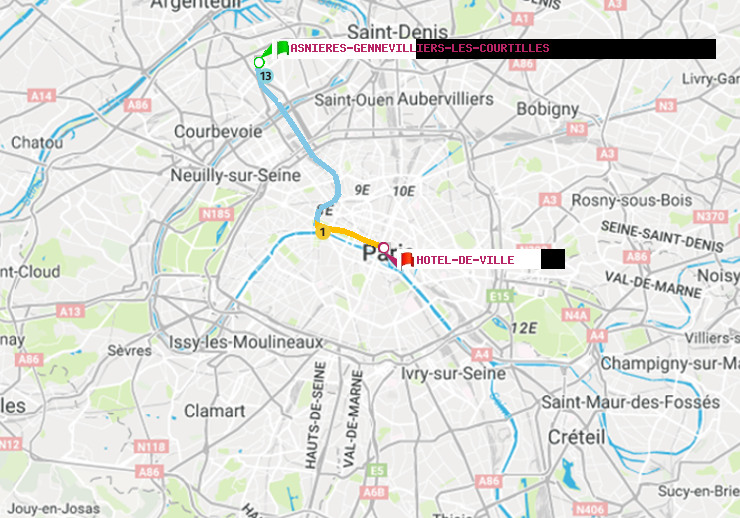 plan itinéraire ratp de Asnieres-Gennevilliers Les Courtilles à Hôtel de Ville