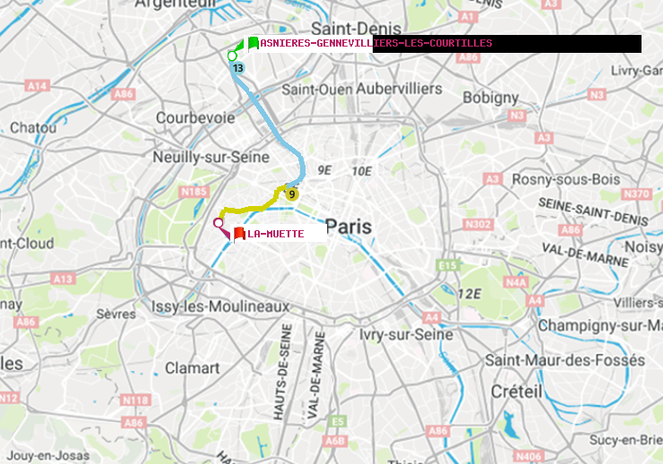 plan itinéraire ratp de Asnieres-Gennevilliers Les Courtilles à La Muette