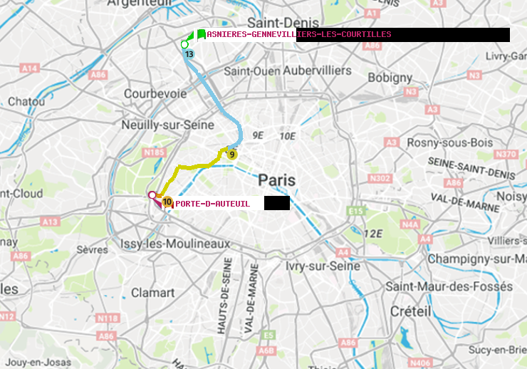 plan itinéraire ratp de Asnieres-Gennevilliers Les Courtilles à Porte d