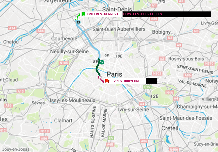 plan itinéraire ratp de Asnieres-Gennevilliers Les Courtilles à Sèvres-Babylone