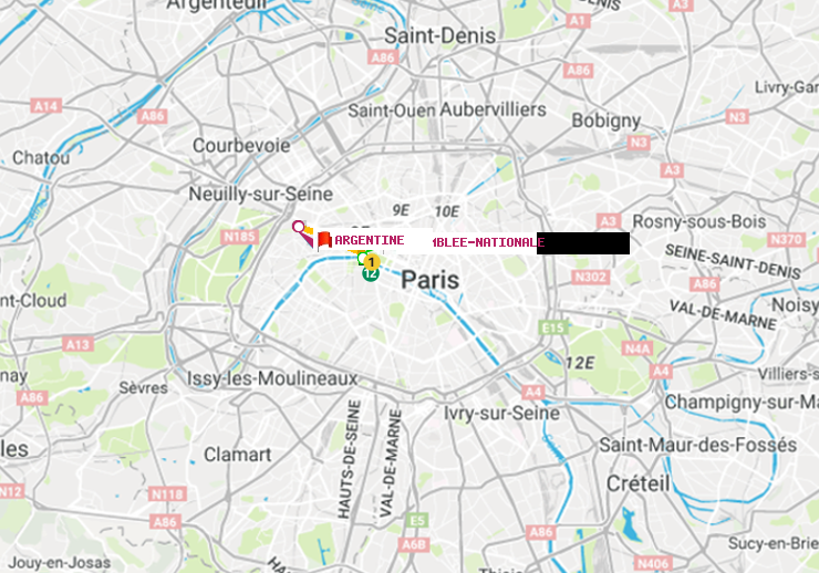 plan itinéraire ratp de Assemblée Nationale à Argentine