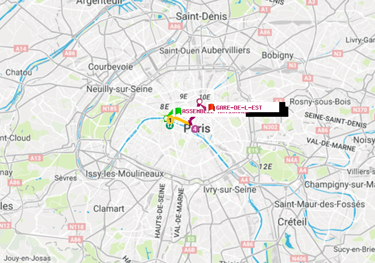 plan itinéraire ratp de Assemblée Nationale à Gare de l