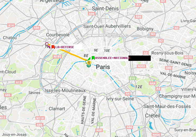plan itinéraire ratp de Assemblée Nationale à La Défense (Grande Arche)