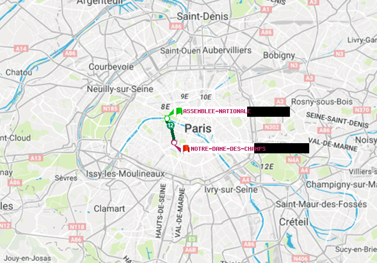 plan itinéraire ratp de Assemblée Nationale à Notre-Dame des Champs