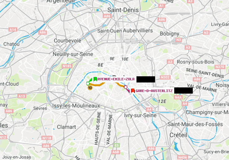 plan itinéraire ratp de Avenue Emile-Zola à Gare d