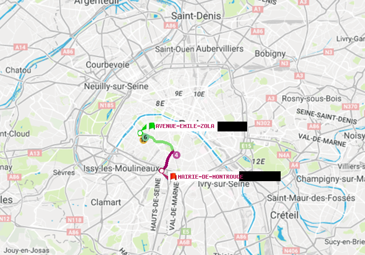 plan itinéraire ratp de Avenue Emile-Zola à Mairie de Montrouge