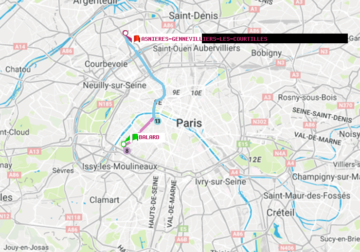 plan itinéraire ratp de Balard à Asnieres-Gennevilliers Les Courtilles