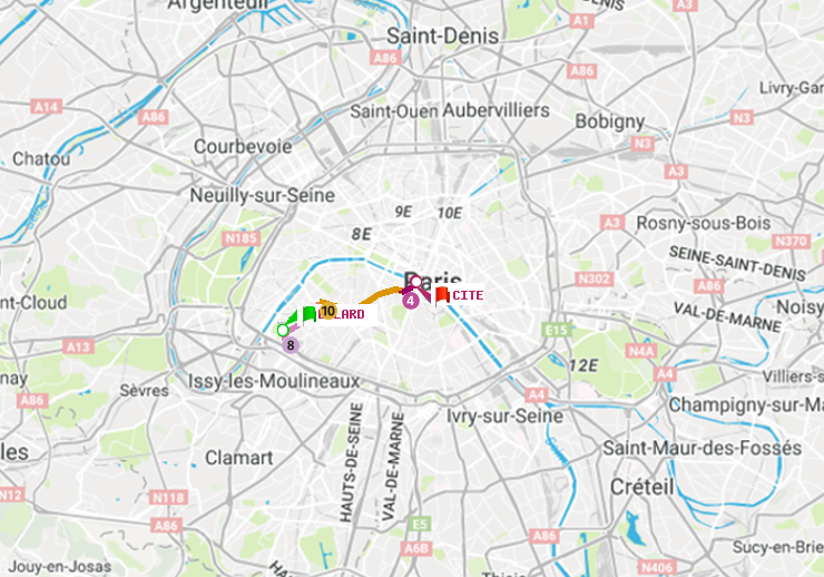 plan itinéraire ratp de Balard à Cité