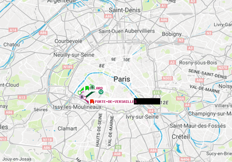 plan itinéraire ratp de Balard à Porte de Versailles