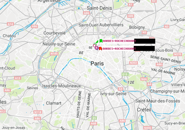 plan itinéraire ratp de Barbès-Rochechouart à Barbès-Rochechouart