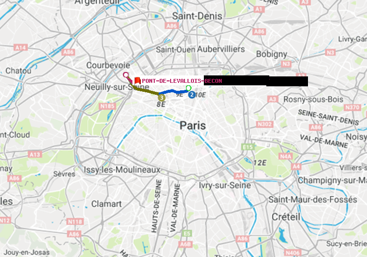 plan itinéraire ratp de Barbès-Rochechouart à Pont de Levallois-Bécon