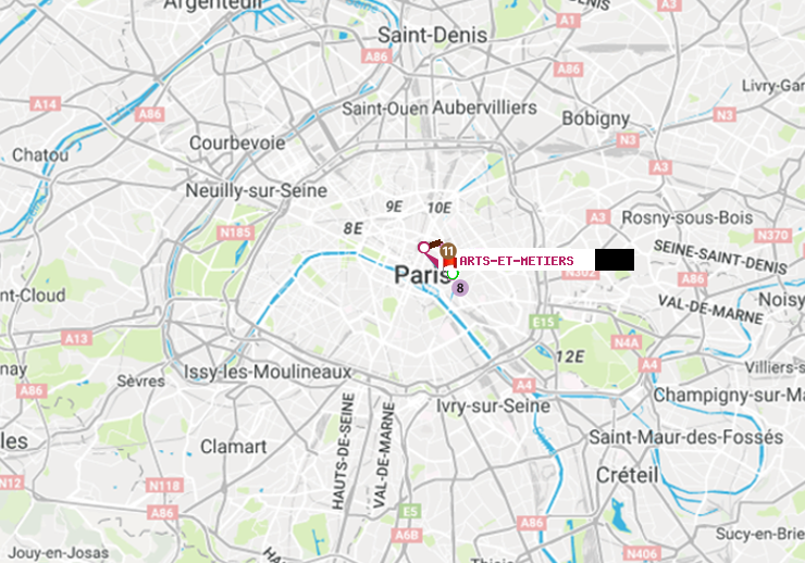 plan itinéraire ratp de Bastille à Arts-et-Métiers