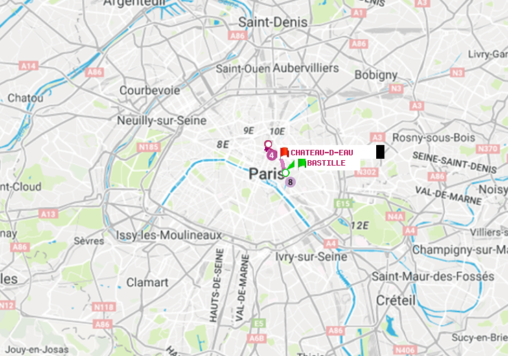 plan itinéraire ratp de Bastille à Château d