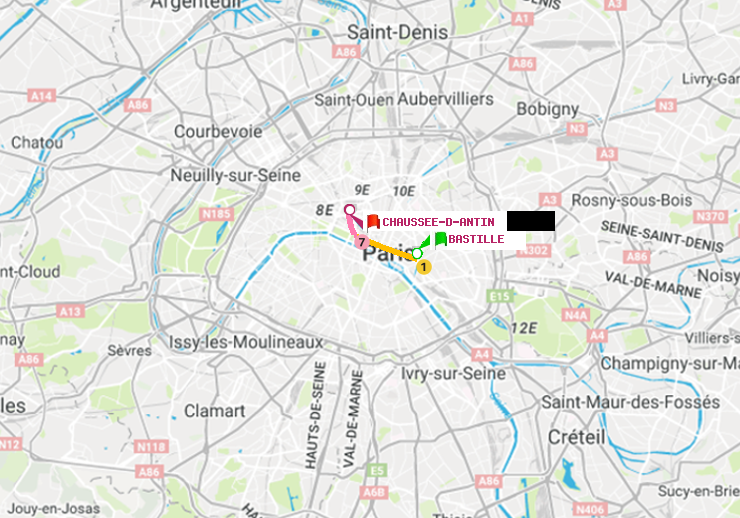 plan itinéraire ratp de Bastille à Chaussée d