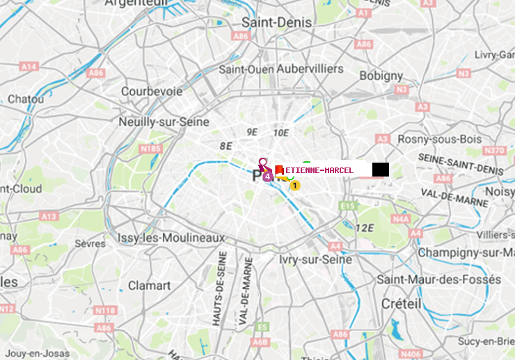 plan itinéraire ratp de Bastille à Etienne Marcel