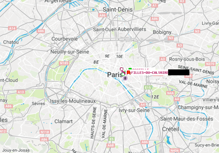 plan itinéraire ratp de Bastille à Filles du Calvaire