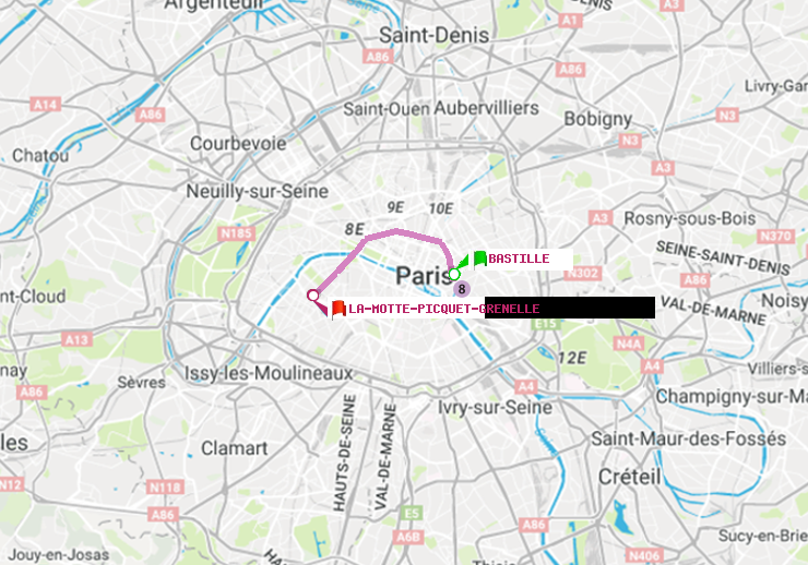 plan itinéraire ratp de Bastille à La Motte-Picquet-Grenelle