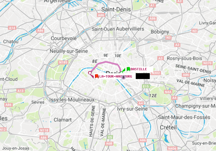 plan itinéraire ratp de Bastille à La Tour-Maubourg
