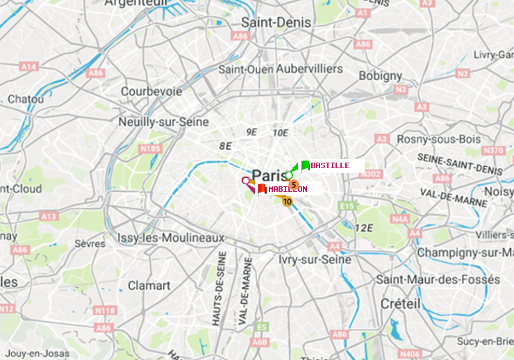 plan itinéraire ratp de Bastille à Mabillon
