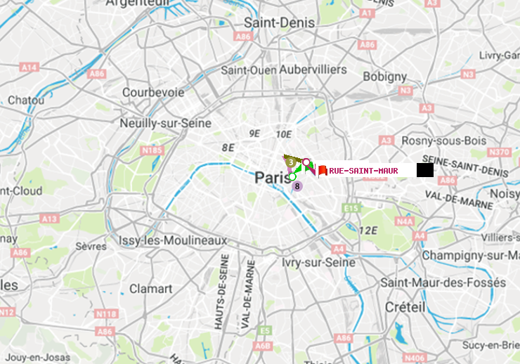 plan itinéraire ratp de Bastille à Rue Saint-Maur