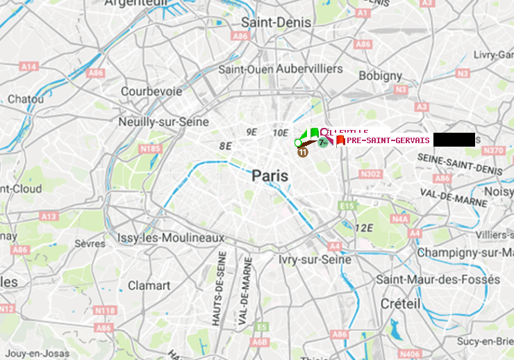 plan itinéraire ratp de Belleville à Pré-Saint-Gervais
