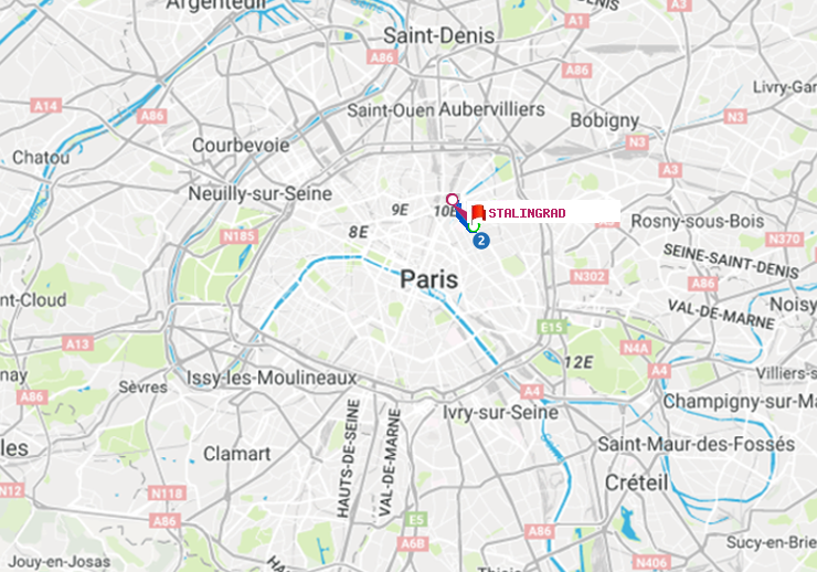 plan itinéraire ratp de Belleville à Stalingrad