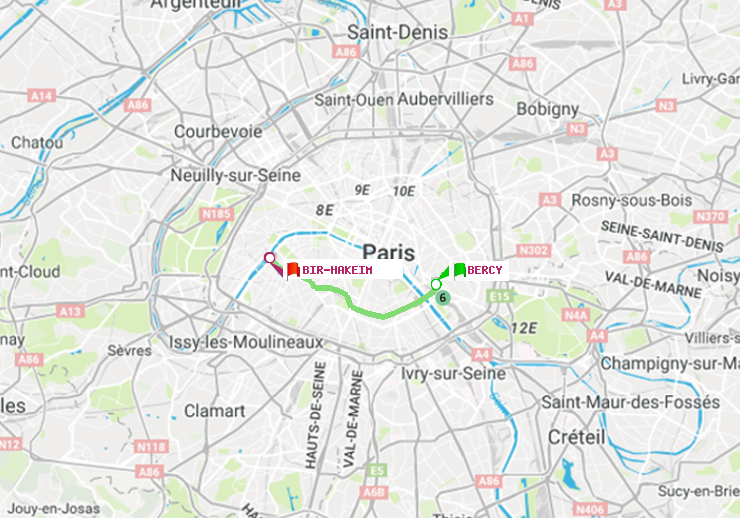 plan itinéraire ratp de Bercy à Bir-Hakeim (Grenelle)