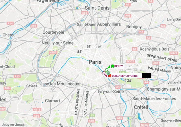 plan itinéraire ratp de Bercy à Quai de la Gare