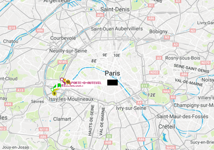 plan itinéraire ratp de Billancourt à Porte d