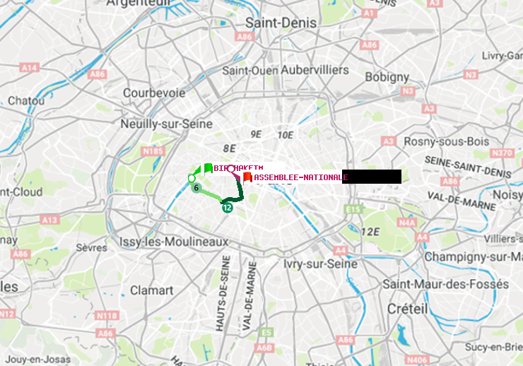 plan itinéraire ratp de Bir-Hakeim (Grenelle) à Assemblée Nationale