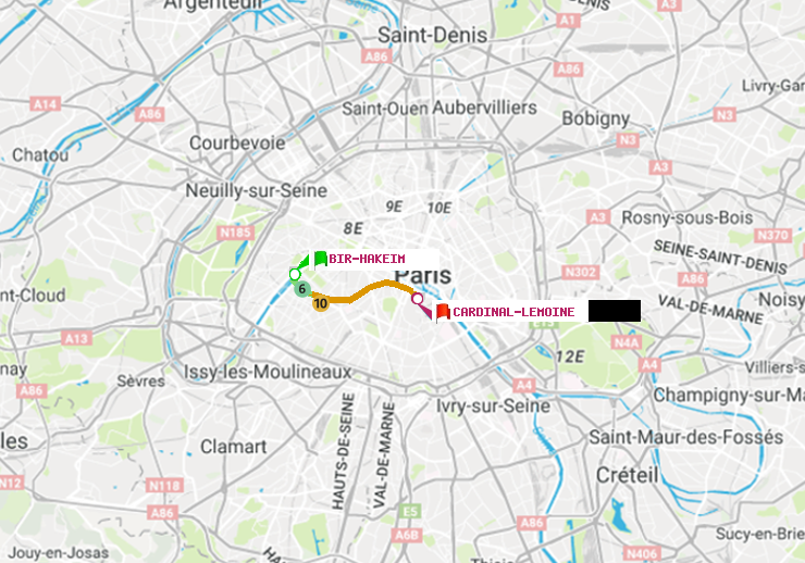 plan itinéraire ratp de Bir-Hakeim (Grenelle) à Cardinal-Lemoine