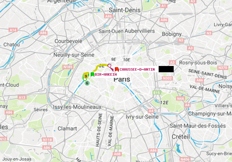 plan itinéraire ratp de Bir-Hakeim (Grenelle) à Chaussée d